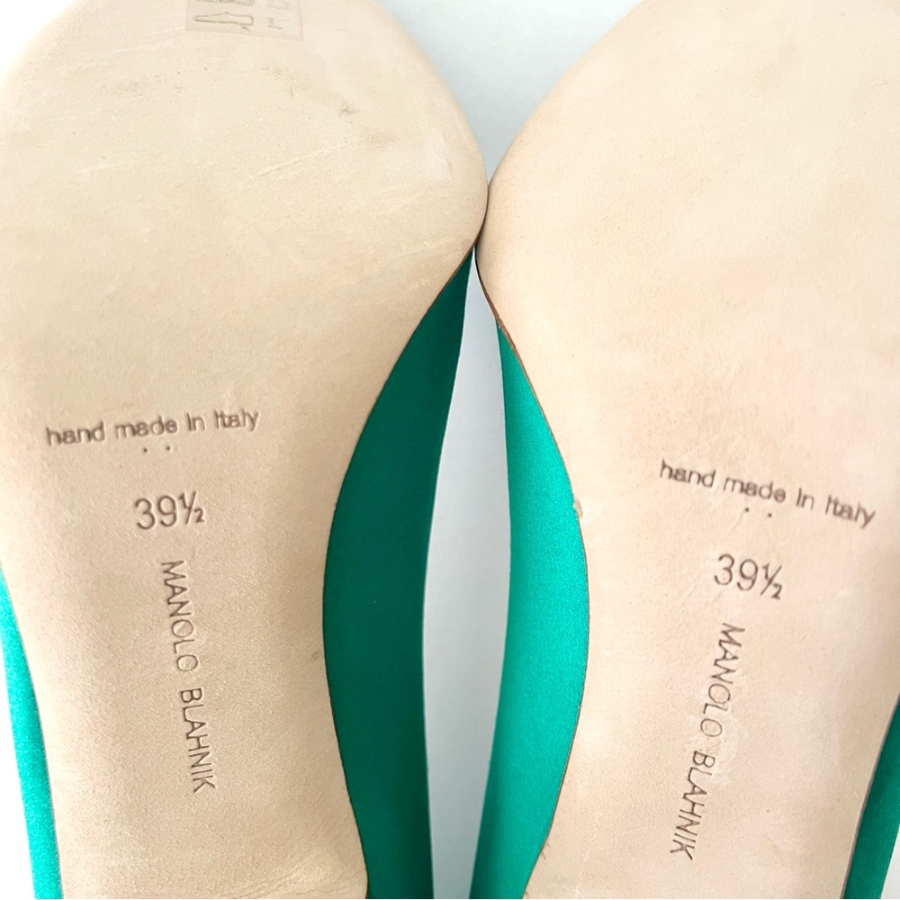 Manolo Blahnik Green Heels with Embellished Buckle - Picture 10 of 14